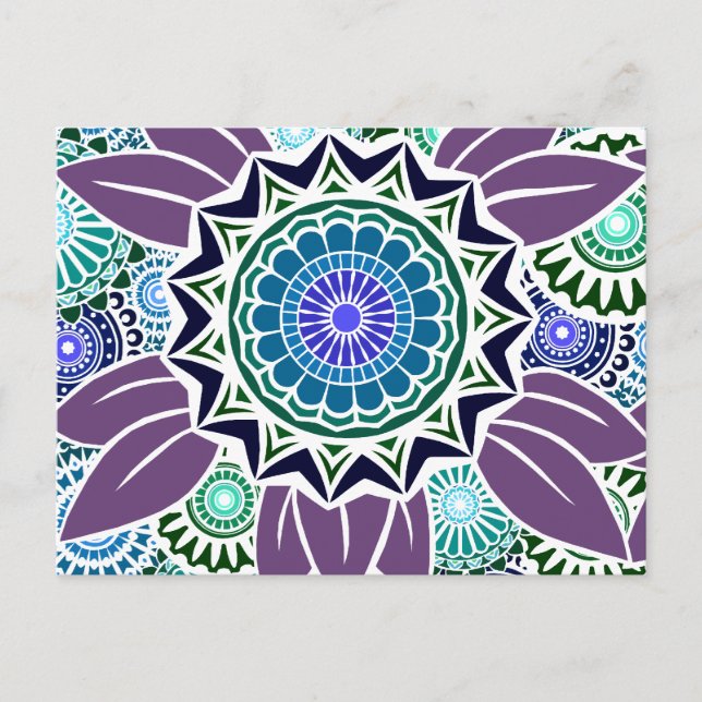 Deco Fandango in Purple and Blue Postcard (Front)