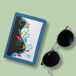 Deco Floral Monogram Trifold Wallet<br><div class="desc">This colourful wallet is ready for your own monogram. Created in a bold black and white swirled leaf border pattern with bright splashes of colour.</div>