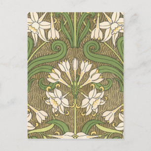 Deco Floral White Postcard