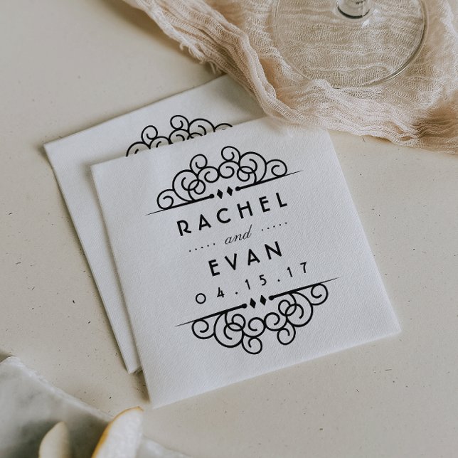 Deco Flourish Personalised Wedding Napkin (Creator Uploaded)