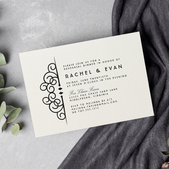 Deco Flourish Rehearsal Dinner Invitation (Creator Uploaded)