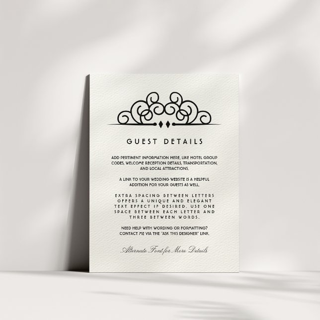 Deco Flourish Wedding Guest Information Enclosure Card (Creator Uploaded)