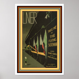Deco Flying Scotsman Train Poster 13 x 19