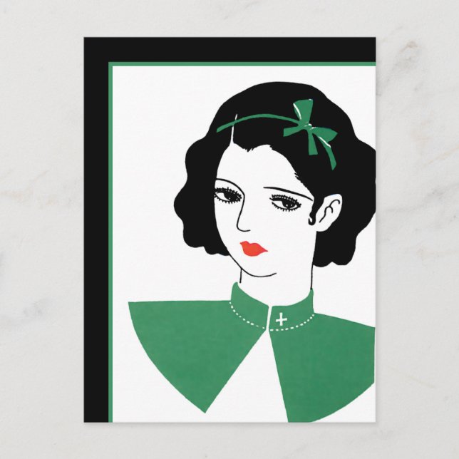 Deco Girl in Green Postcard (Front)