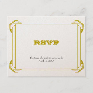 Deco gold frame wedding RSVP response enclosure