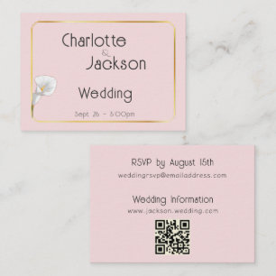 Deco Gold Framed Vintage Lily Pale Pink Wedding  Enclosure Card