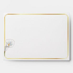 Deco Gold Framed Vintage Lily White Wedding Envelope