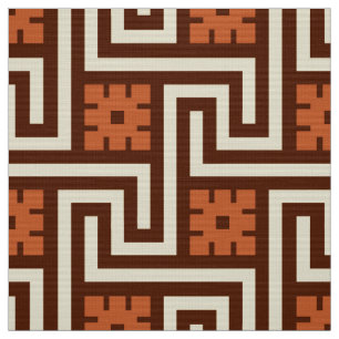 Deco Greek Key, Brown, Beige and Rust Fabric