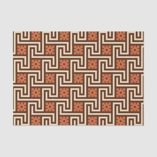 Deco Greek Key, Brown, Beige and Rust Tissue Paper (Front)
