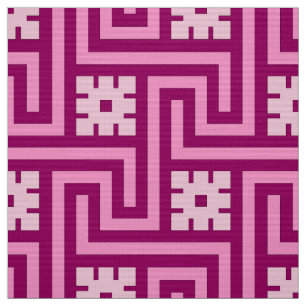 Deco Greek Key, Pink and Burgundy Fabric