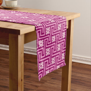 Deco Greek Key, Pink and Burgundy Short Table Runner