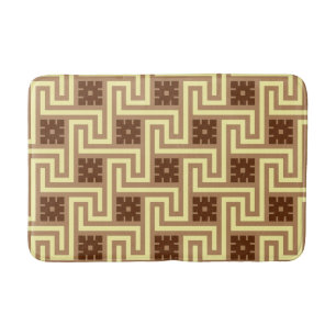 Deco Greek Key, Tan, Brown and Yellow Bath Mat