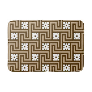 Deco Greek Key, Taupe Tan and Brown Bath Mat