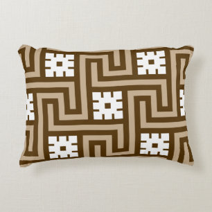 Deco Greek Key, Taupe Tan and Brown Decorative Cushion