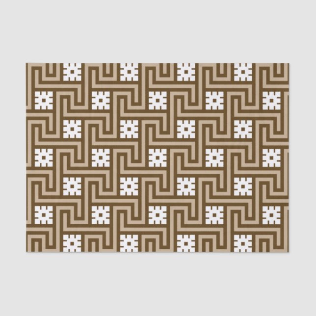 Deco Greek Key, Taupe Tan and Brown Tissue Paper (Front)