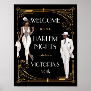 Deco Harlem Nights Flapper and Gentleman Welcome Poster