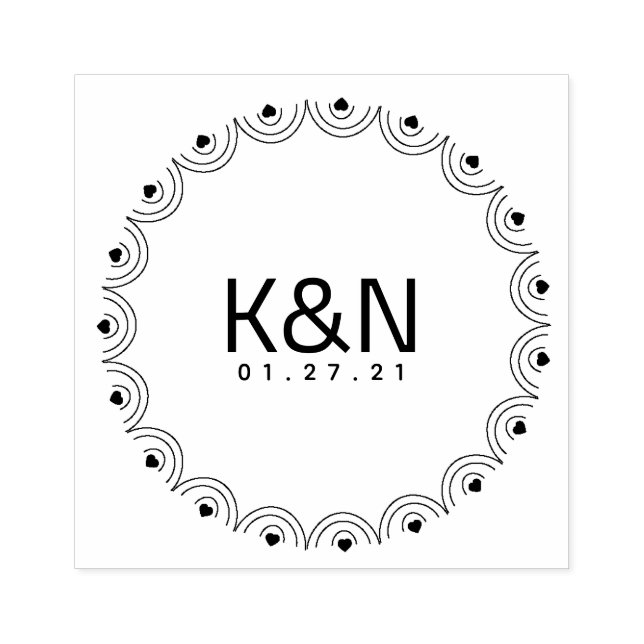 Deco Heart Rev Circular Initial Logo Wedding Stamp (Imprint)