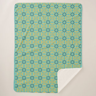 Deco Inspired Teal Gold Sherpa Throw Blanket