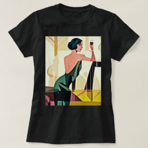 Deco Lady in Green Modern Art T-Shirt