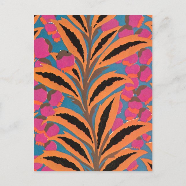 Deco leaves in Orange Postcard (Front)