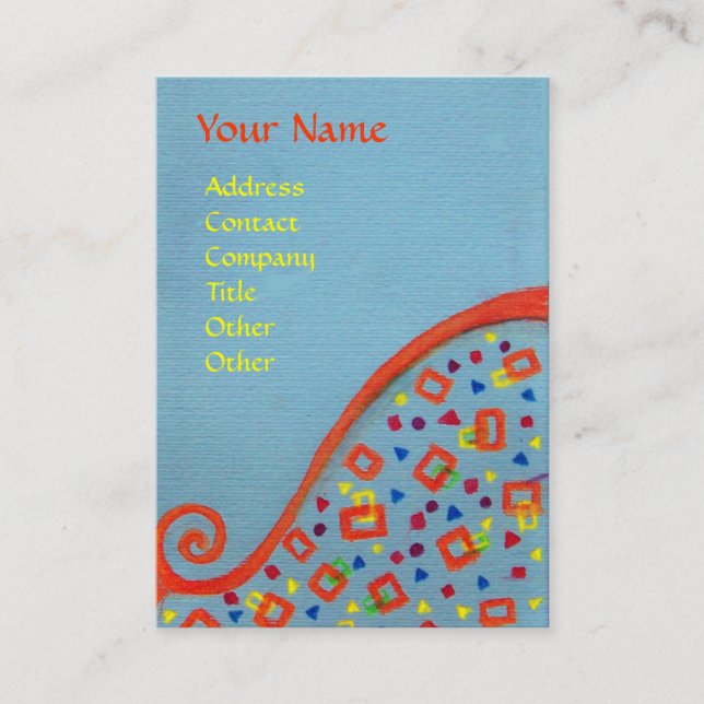 DECO MONOGRAM Orange blue Yellow Business Card (Front)