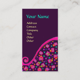 DECO MONOGRAM , Pink Fuchsia Purple Business Card