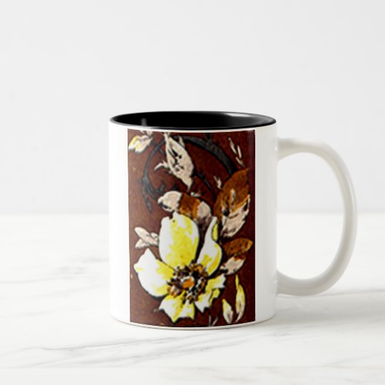 Deco Nouveau Flowers and Lace Two-Tone Coffee Mug