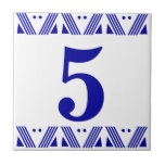 Deco Number Tile<br><div class="desc">Art Deco Number Tile - Blue on white with a printer's border</div>