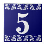 Deco Number Tile<br><div class="desc">Art Deco Number Tile - white on blue with a printer's border</div>