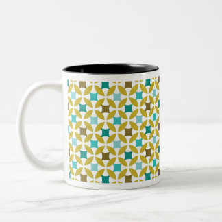 Deco Print Pattern Gold Teal Geometric Two-Tone Coffee Mug