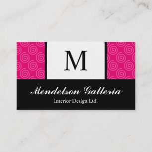 Deco Retro Swirl Hot Pink Company Business Card
