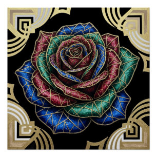 Deco Rose Poster