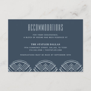 Deco Scallops Wedding Accommodation Card - Blue