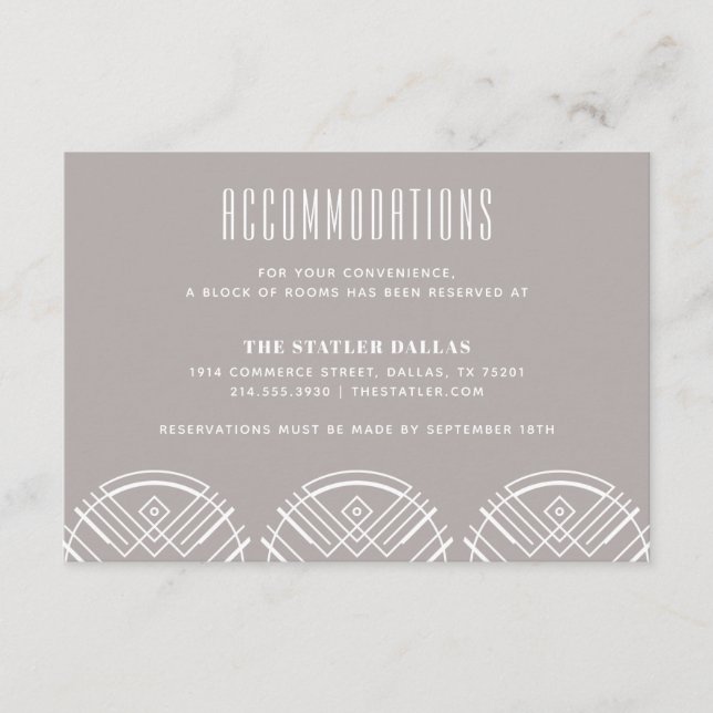 Deco Scallops Wedding Accommodation Card - White (Front)