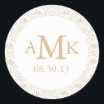 Deco Seigaiha Wedding Monogram Stickers<br><div class="desc">Elegant gold and white vintage inspired wedding design by Shelby Allison. View the Deco Seigaiha Collection to view matching items with this design including invitations,  rsvp cards,  stickers and more.</div>