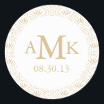 Deco Seigaiha Wedding Monogram Stickers<br><div class="desc">Elegant gold and white vintage inspired wedding design by Shelby Allison. View the Deco Seigaiha Collection to view matching items with this design including invitations,  rsvp cards,  stickers and more.</div>