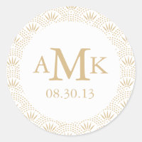 Deco Seigaiha Wedding Monogram Stickers
