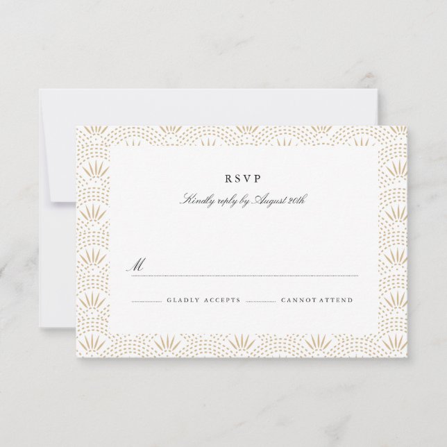 Deco Seigaiha Wedding RSVP Card (Front)