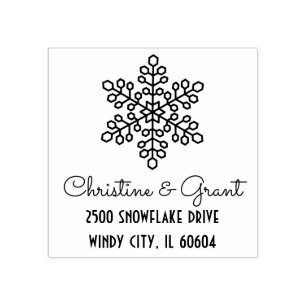 Deco Snowflake   Personalised Holiday Rubber Stamp