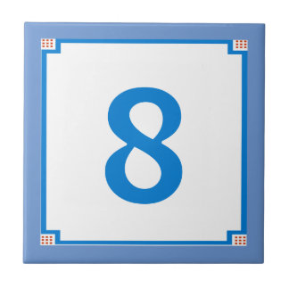 Deco Square Border,Blue  Letter House Number Tiles