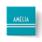 Deco Stripes Name Monogram White Bright Blue