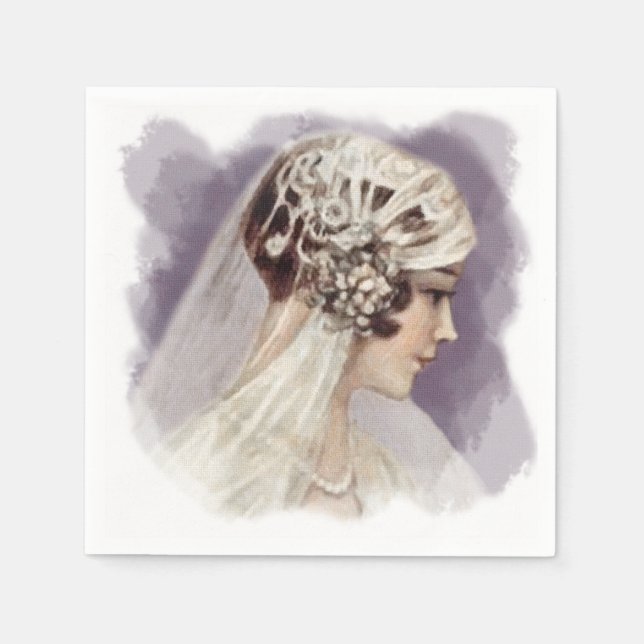 Deco Vintage Bride Plum Napkin (Front)
