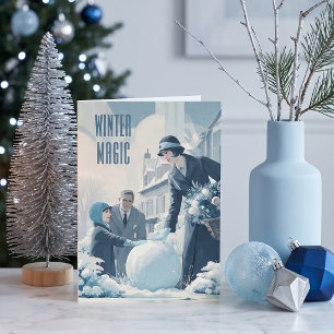 Deco Yuletide   First Snowfall Modern Christmas Holiday Card