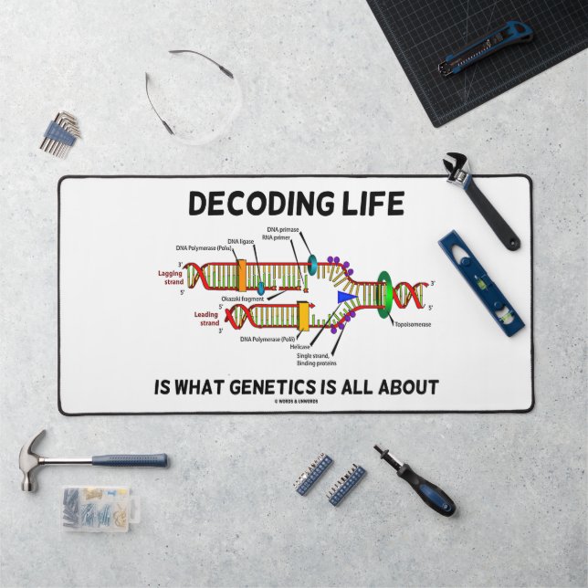 Decoding Life Is What Genetics Is All About DNA Desk Mat (Workstation)