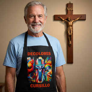 DeColores Cursillo Brush Stroke Rooster Cross Dove Apron