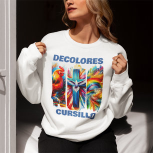 DeColores Cursillo Brush Stroke Rooster Cross Dove Sweatshirt