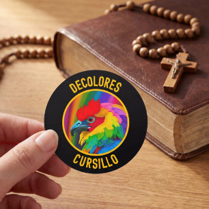 DeColores Cursillo Colorful Rooster Vivid Rainbow  Classic Round Sticker
