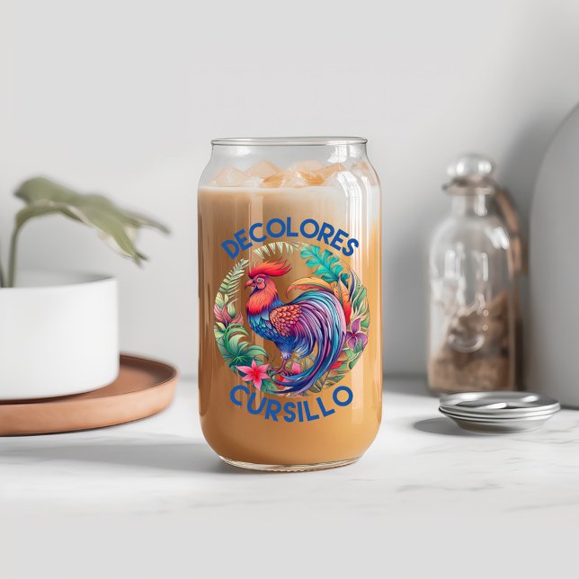 DeColores Cursillo Colourful Floral Rooster  Can Glass (Creator Uploaded)