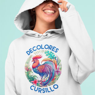 DeColores Cursillo Colourful Floral Rooster  Hoodie