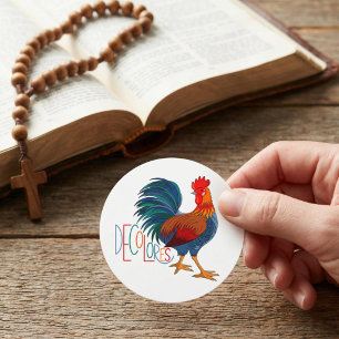 DeColores Cursillo Colourful Rooster Classic Round Sticker